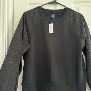 GAP Women's Black Eyelet Sleeve Top